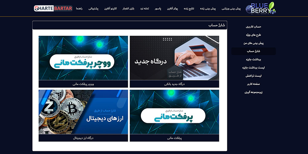 روش های شارژ حساب در سایت شرط بندی بلوبری بت روش های شارژ حساب در سایت شرط بندی بلوبری بت