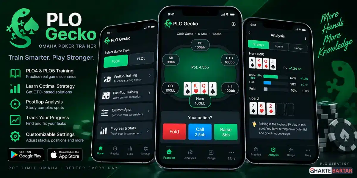 اپلیکیشن PLO Gecko برای آموزش و تمرین پوکر اوماها